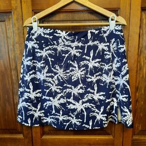 🛍 Lulu-B Blue Palm Tree Pull-on Skort UPF 50+ Activewear Athletic Golf Size M
